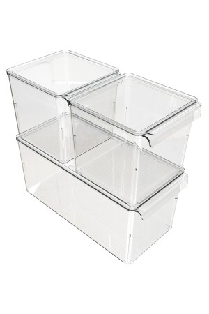 3-teiliges Organizer-Set mit Abdeckung – Transparent M-E73-S1-16 - 3