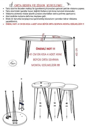 3-teiliges rundes ovales Couchtisch-Set – Antikkiefer gemustert, RHD – Cmzgntkm - 7