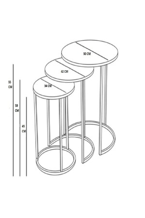 3-teiliges Satz-Couchtisch-Set Weiß Silber 455-455 - 4