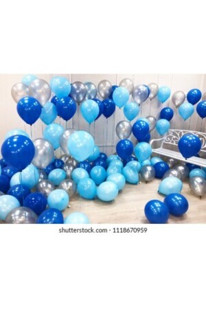 30 dunkelblau-blau-silberne Metallic-Luftballons - 2