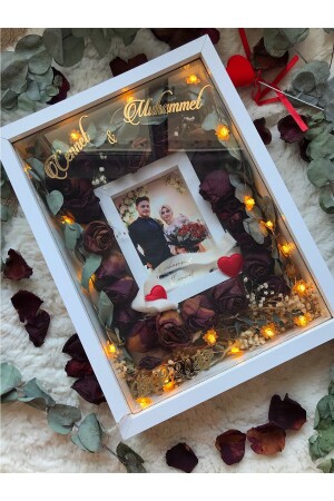 30 x 40 cm großer Design-Rose-Box-Memory-Rahmen mit LED-Fotobereich! - 4