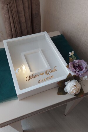 30 x 40 cm großer Design-Rose-Box-Memory-Rahmen mit LED und Fotobereich mit Namen! - 3