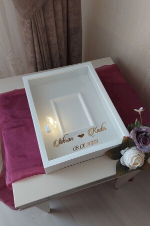 30 x 40 cm großer Design-Rose-Box-Memory-Rahmen mit LED und Fotobereich mit Namen! - 3