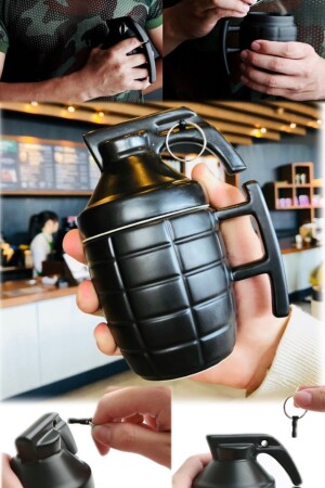 300 ml El Bombası Kapaklı Seramik Kahve Çay Fincanı Hediyelik Gamer Pubg Call Of Duty Bardağı Siyah kl19a - 8