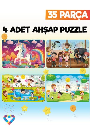 35-teiliges 4-teiliges Kinderpuzzle aus Holz - 1