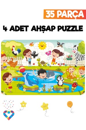 35-teiliges 4-teiliges Kinderpuzzle aus Holz - 6