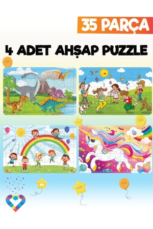 35-teiliges 4-teiliges Kinderpuzzle aus Holz - 2