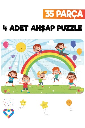 35-teiliges 4-teiliges Kinderpuzzle aus Holz - 6