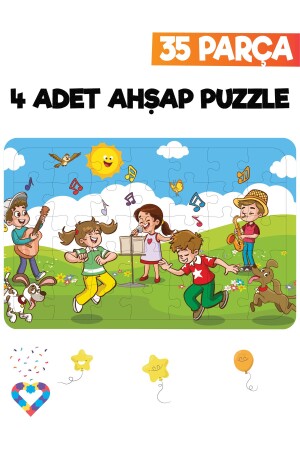 35-teiliges 4-teiliges Kinderpuzzle aus Holz - 7