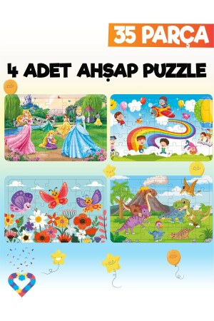 35-teiliges 4-teiliges Kinderpuzzle aus Holz - 2