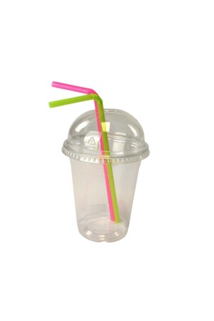 350 cc dickes Milchshake-Glas für kalten Kaffee + Deckel + Glas + Strohhalm, Set mit 10 Gläsern - 4