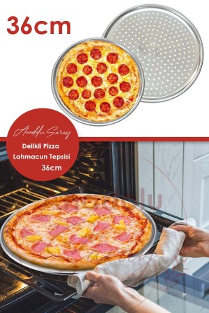 36 cm großes Pizza- und Lahmacun-Tablett. Perforiertes Pizza- und Lahmacun-Tablett. Lahmacun-Pita-Tablett 36 cm - 2