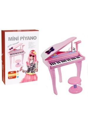 37 Tuşlu Mini Piano Mikrofonlu Ve Tabureli Çocuk Piyano Pembe-88022 HT-88022 PEMBE - 4