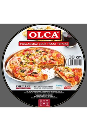 38 Cm Paslanmaz Çelik Pizza Tepsisi P-38 - 1