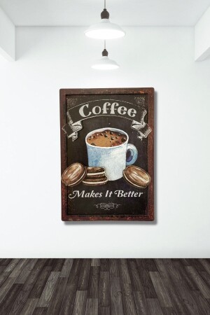 3D-Holzgemälde „Coffee Makes It Better Kitchen Cafe“, MDF-Wanddekoration, 20 x 30 cm - 4