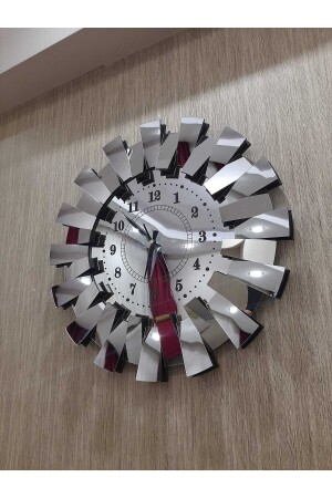 3D-Piano-Luxusmodell, verspiegelte Plexi-Wanduhr mit türkischen Ziffern, Silber - 10