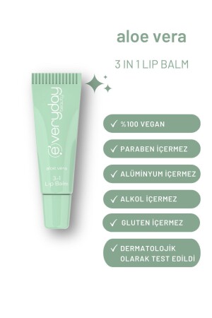 3in1 Lip Balm Aloe Vera- Nemlendirici Besleyici Parlatıcı Dudak Bakım 10 ml - 5