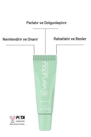 3in1 Lip Balm Aloe Vera- Nemlendirici Besleyici Parlatıcı Dudak Bakım 10 ml - 6