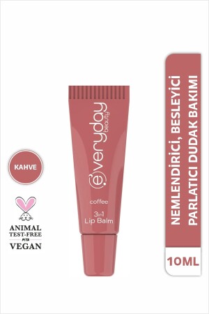 3in1 Lip Balm Kahve- Nemlendirici Besleyici Parlatıcı Dudak Bakım 10 ml - 1