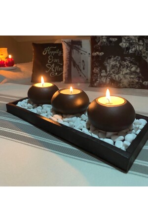 3'lü Beton Tabaklı Mumluk Set-dekoratif Mumluk-hediyelik Eşya-tealight Mumluk - 5