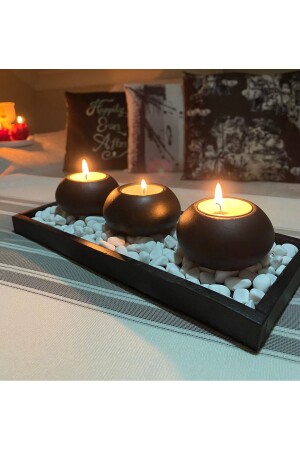 3'lü Beton Tabaklı Mumluk Set-dekoratif Mumluk-hediyelik Eşya-tealight Mumluk - 7