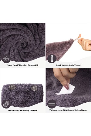 3'lü Paket Mikrofiber Saç Havlusu – 2 Düğmeli Saç Kurutma Bonesi – Baş Havlusu Heriya-Towel-3Pcs - 3