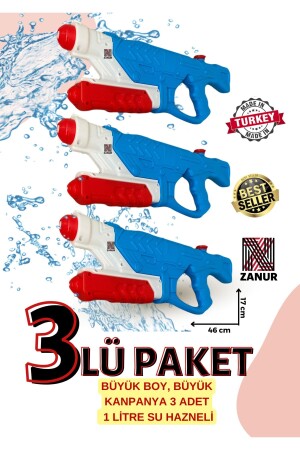 3lü PAKET Su Tabancası Pompalı su Tabancası oyuncak, 1 LT HAZNELİ 3Lüpakbuyuk - 2