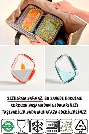 3'lü Set Master Dikdörtgen Mikrodalgada Kullanılabilen Saklama Kabı 825-1575-2100 Ml NDY-DNY-3SET - 7