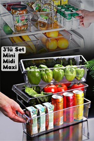 3'lü Set Tall Clear Buzdolabı & Dolap Içi Düzenleyici Organizer NDY-EP-TLL3SET - 2