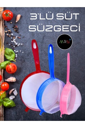 3'lü Süt Süzgeci- 14-17-20 Cm Pirinç Süzgeci- Bakliyat Süzgeci- Naylon Süzgeç- Çok Amaçlı Süzgeç - 2