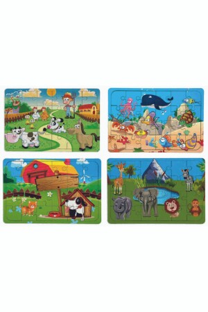 4 Adet 24 Parça Ahşap Puzzle Yapboz Set-3 PRS-107 - 4