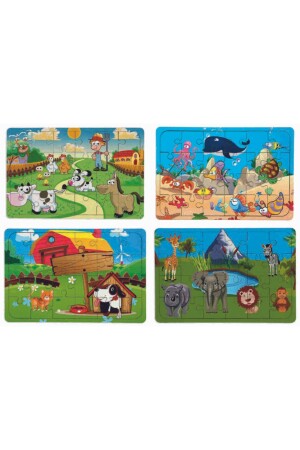 4 Adet 24 Parça Ahşap Puzzle Yapboz Set-3 PRS-107 - 1