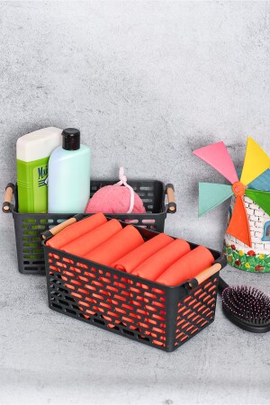 4 Adet Buzdolabı Sepeti Dolap Içi Düzenleyici Sepet Plastik Organizer Banyo Mutfak Düzenleyici Siyah lüksepet - 4