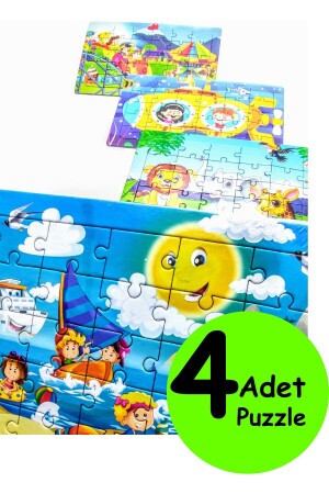 4 Adet Çocuk Eğitici Yapboz Çocuk Puzzle - 30 Parça Renkli Macera Zamanı - 1