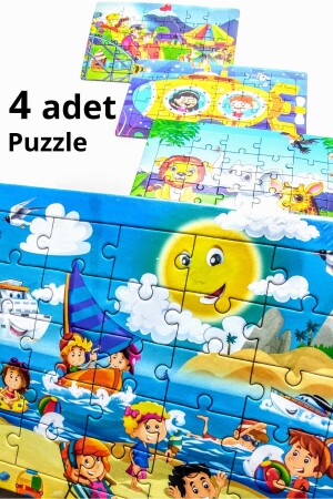 4 Adet Çocuk Eğitici Yapboz Çocuk Puzzle - 30 Parça Renkli Macera Zamanı - 4