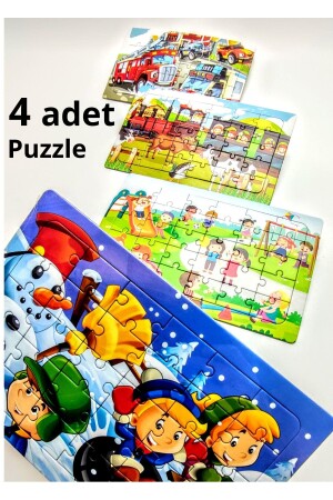 4 adet Çocuk Puzzle - Çocuk Yapboz Macera Zamanı 30 Parçalı - 4