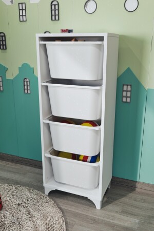 4 Körbe Schrank Mehrzweckschrank Spielzeugschrank Dora Weiß Bfg-Oyun-Dlp-4 - 5