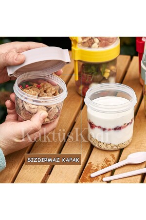 4 'lü Set Çatallı Kaşıklı Atıştırmalık Yemek Yoğurt Müsli Granola Diyet Kabı - Yemek Saklama Kabı 7480000716772 - 10