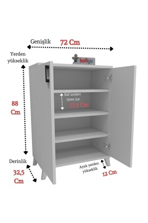 4 Raflı 2 Kapaklı Ayakkabılık Çok Amaçlı Dolap Ayakkabı Dolabı Beyaz - 7