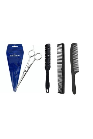 4 Stück 7 Zoll 17. 5 cm Professionelle Friseur Friseur Haar Schnurrbart Schere Set Gerade Schere Rasiermesser Kamm Kämme - 1