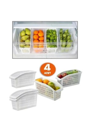 4 Stück weißer Obst- und Gemüse-Organizer im Kühlschrank - 2