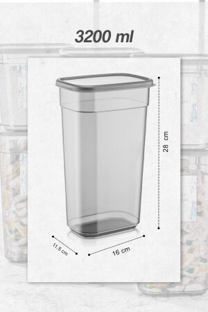 4-teiliger rechteckiger Clov-Aufbewahrungsbehälter in Mega-Größe mit Etikett – Aufbewahrungsbox für Pulver und Tabletten, 3,2 l MCH-907 - 5