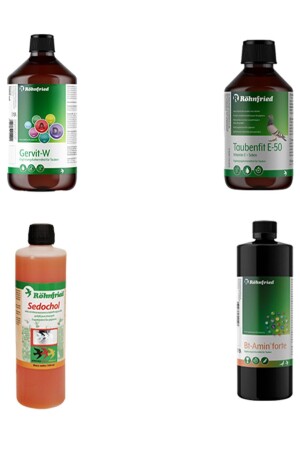 4-teiliges Pflegeset Gervit-w - Taubenfit E 50 - Bt Amin Forte - Sedochol 4x20 ml Set - 2