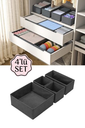 4-teiliges Schubladen-Organizer-Box-Set – Schrank-Organizer-Aufbewahrungsbox Anthrazit - 2