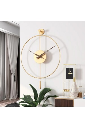 40 Cm Gold Tiktok - (CAM YOK) -ceviz 18 Akrep Yelkovan , Modern Dekoratif Metal Duvar Saati Metaxxx40Gold - 3