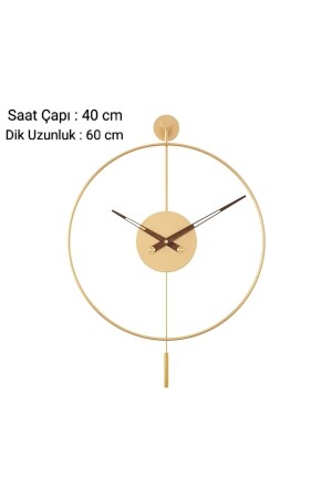 40 Cm Gold Tiktok - (CAM YOK) -ceviz 18 Akrep Yelkovan , Modern Dekoratif Metal Duvar Saati Metaxxx40Gold - 6