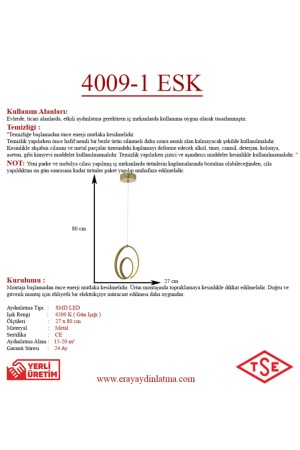 4009-1 Antiker Einzel-LED-Kronleuchter 4009-1 ESK - 4