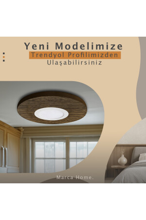 42cm - Yuvarlak Meşe Kaplama Led Tavan Aydınlatması, Yatak Odası, Koridor, Banyo Lambası YLTAV42 - 7