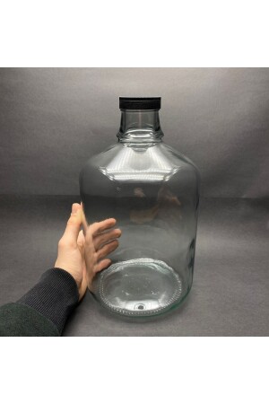 4500 cc Glasballon – 4,5-Liter-Glasflasche – mit schwarzem Verschluss – leerer Glasballon, kompatibel mit Spender 47blackdemijohn - 8