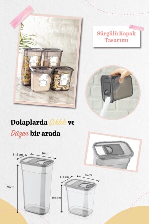 4'lü Sürgülü Kapaklı Toz ve Tablet Deterjan Saklama Kutusu - Etiketli Banyo Düzenleyici 2Lt-3,2Lt MCH-908 - 4